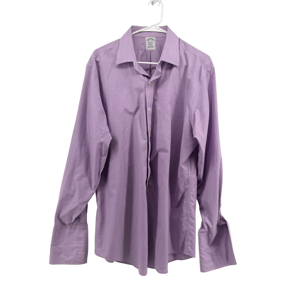 Brooks‎ Brothers Classic Non-Iron Supima Cotton French Cuff Shirt Purple 16.5-34